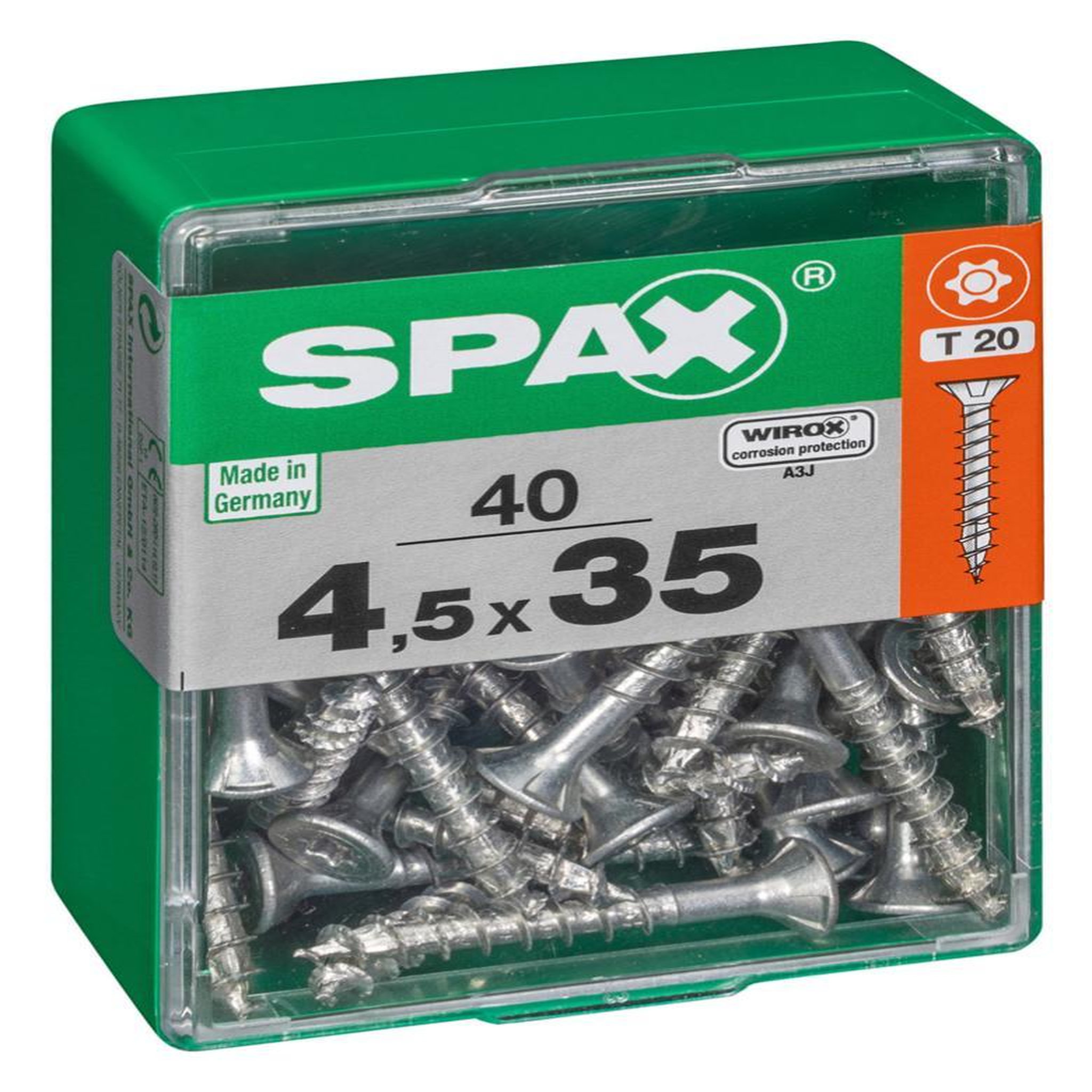 CENTRALE BRICO Lot de 40 vis acier tête autofraisée plate SPAX, Diam.4.5 mm x L.35 mm