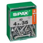 CENTRALE BRICO Lot de 40 vis acier tête autofraisée plate SPAX, Diam.4.5 mm x L.35 mm