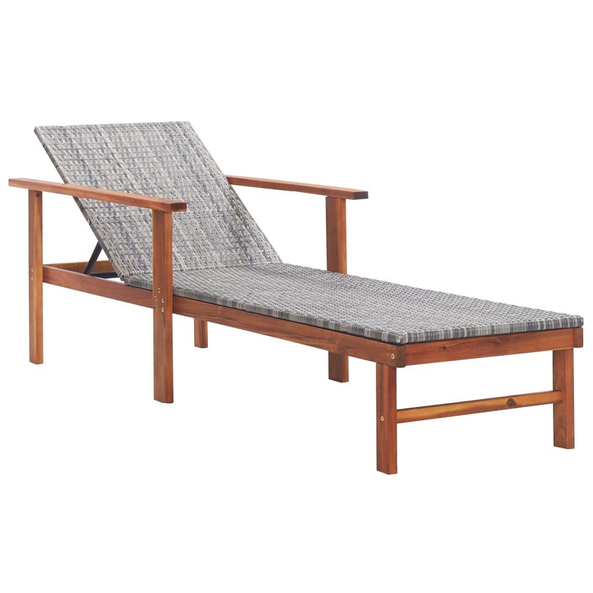 VIDAXL Chaise longue Resine tressee et bois d'acacia massif Gris