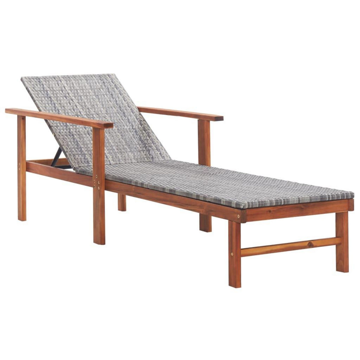 VIDAXL Chaise longue Resine tressee et bois d'acacia massif Gris