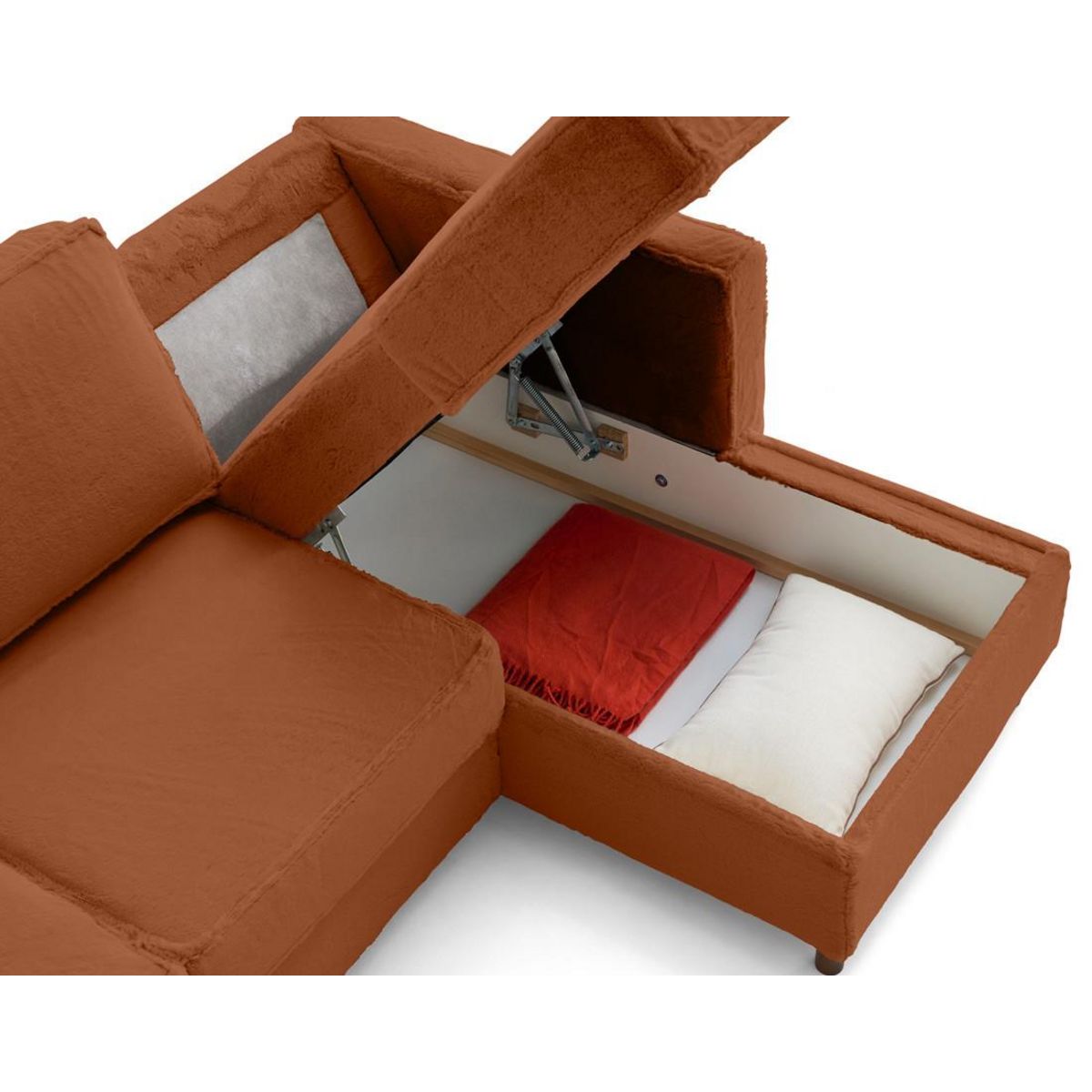 LISA DESIGN Jake - canapé d'angle droit 4 places convertible avec coffre en fausse fourrure