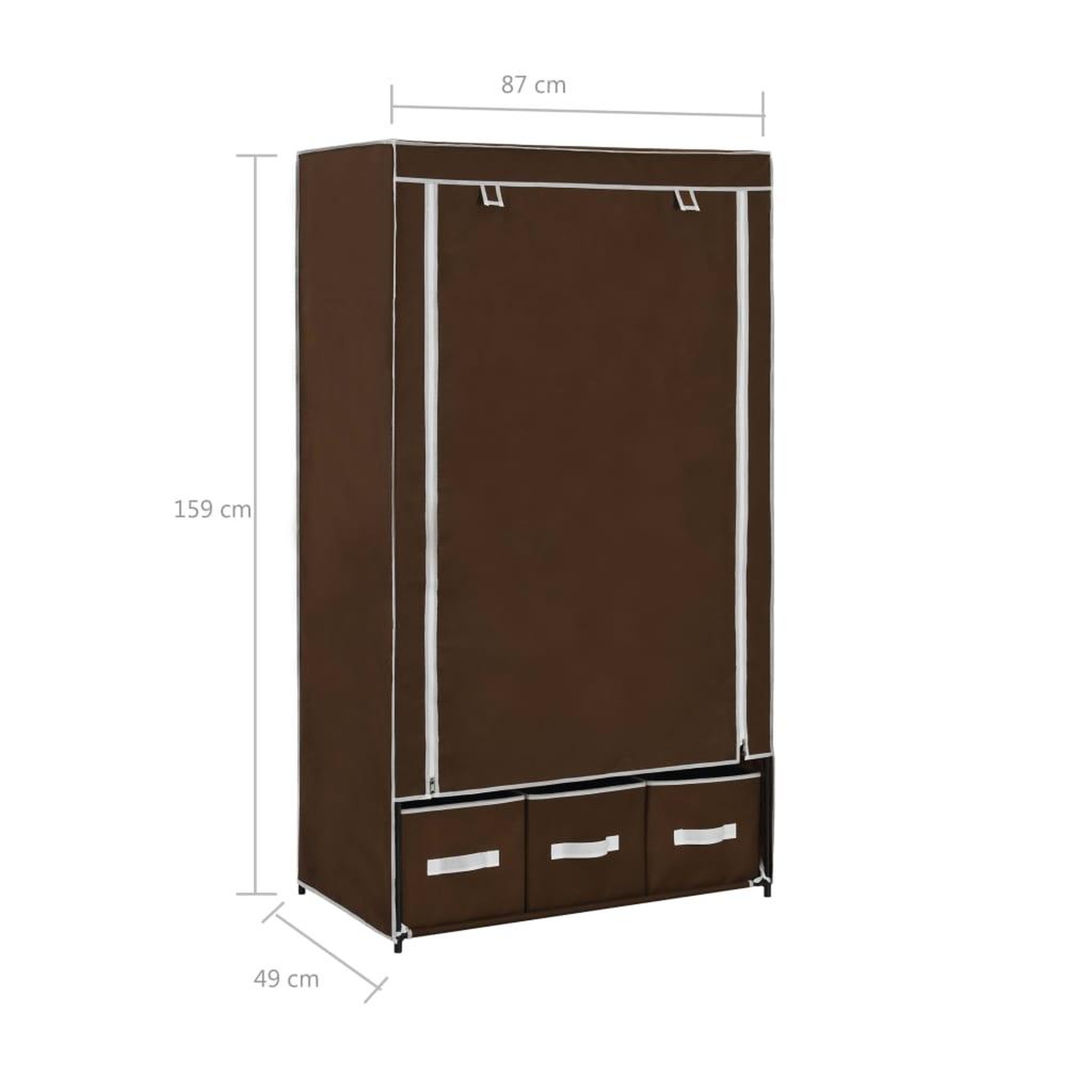 Voir la diapositive 6 : VIDAXL Garde-robe Marron 87x49x159 cm Tissu