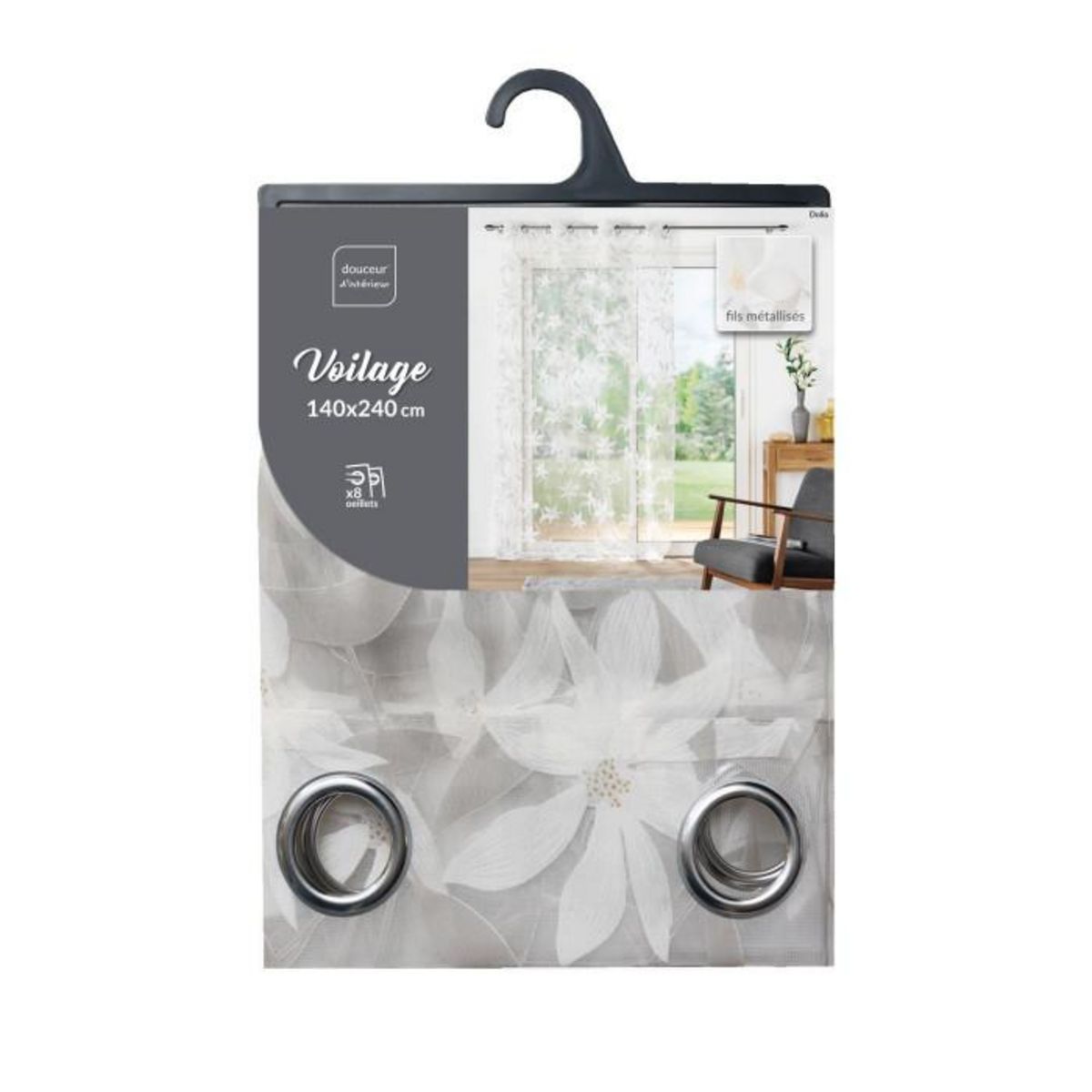 Paris Prix Rideau Voilage à Œillets  Dolia  140x240cm Blanc