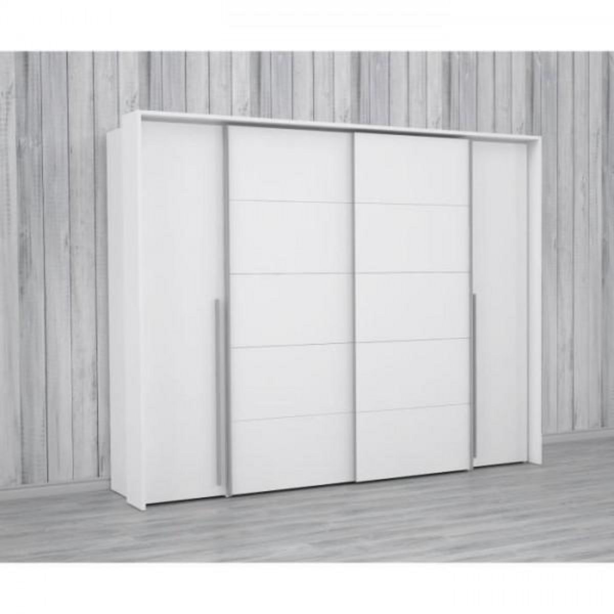 MARKET24 Armoire - Blanc mat - 2 portes battantes + 2 portes coulissantes - L 270,3 x P 61,2 x H 210 cm - NARAGO