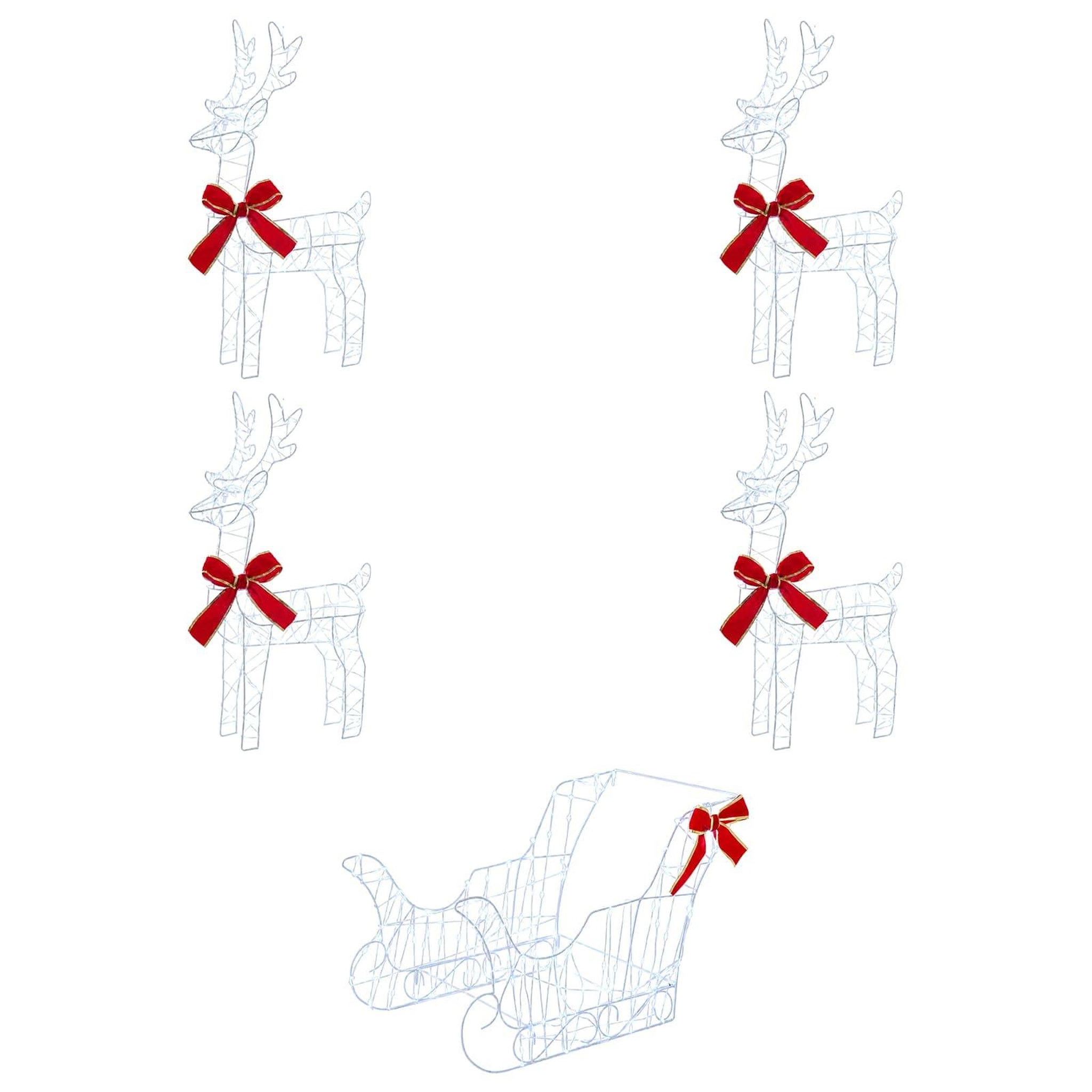VIDAXL Renne de Noël avec traîneau 5 pc 580 LED Blanc froid