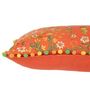 Voir la diapositive 3 : Paris Prix Coussin Déco à Pompons  Fleurs  35x65cm Orange