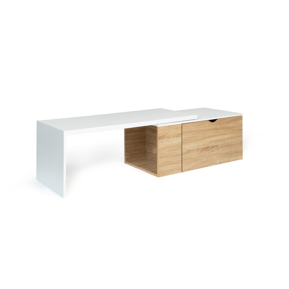 Table basse rotative 360° 1 porte avec rangement