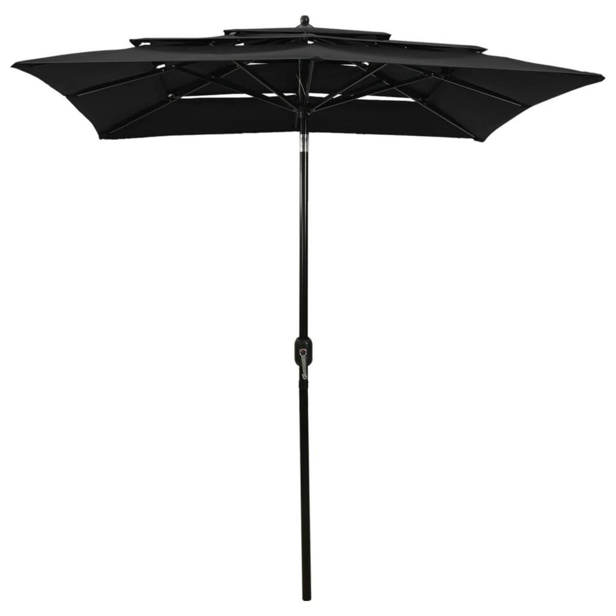 VIDAXL Parasol de jardin a 3 niveaux avec mat en aluminium noir 2x2 m