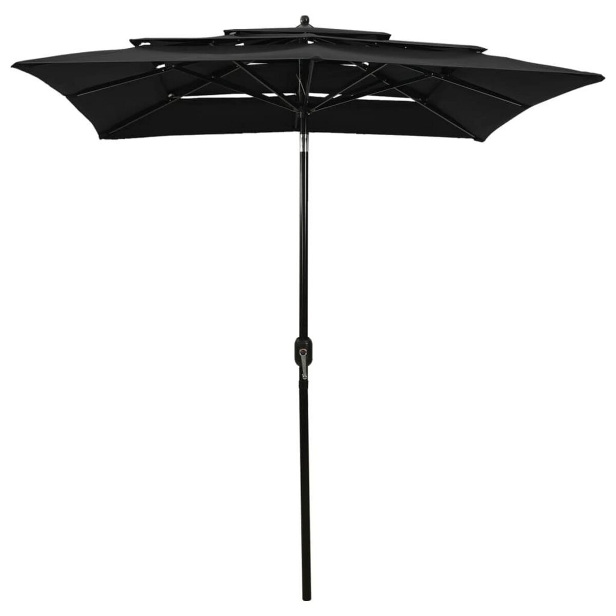 VIDAXL Parasol de jardin a 3 niveaux avec mat en aluminium noir 2x2 m