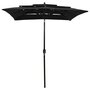 Voir la diapositive 2 : VIDAXL Parasol de jardin a 3 niveaux avec mat en aluminium noir 2x2 m