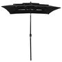Voir la diapositive 2 : VIDAXL Parasol de jardin a 3 niveaux avec mat en aluminium noir 2x2 m