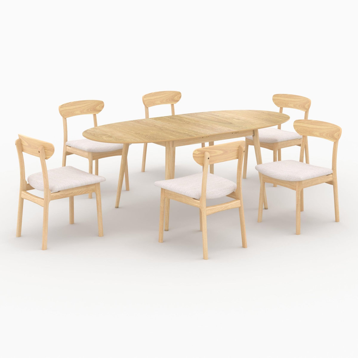 Rendez vous déco Table et chaises en bois clair 6 personnes-Eddy