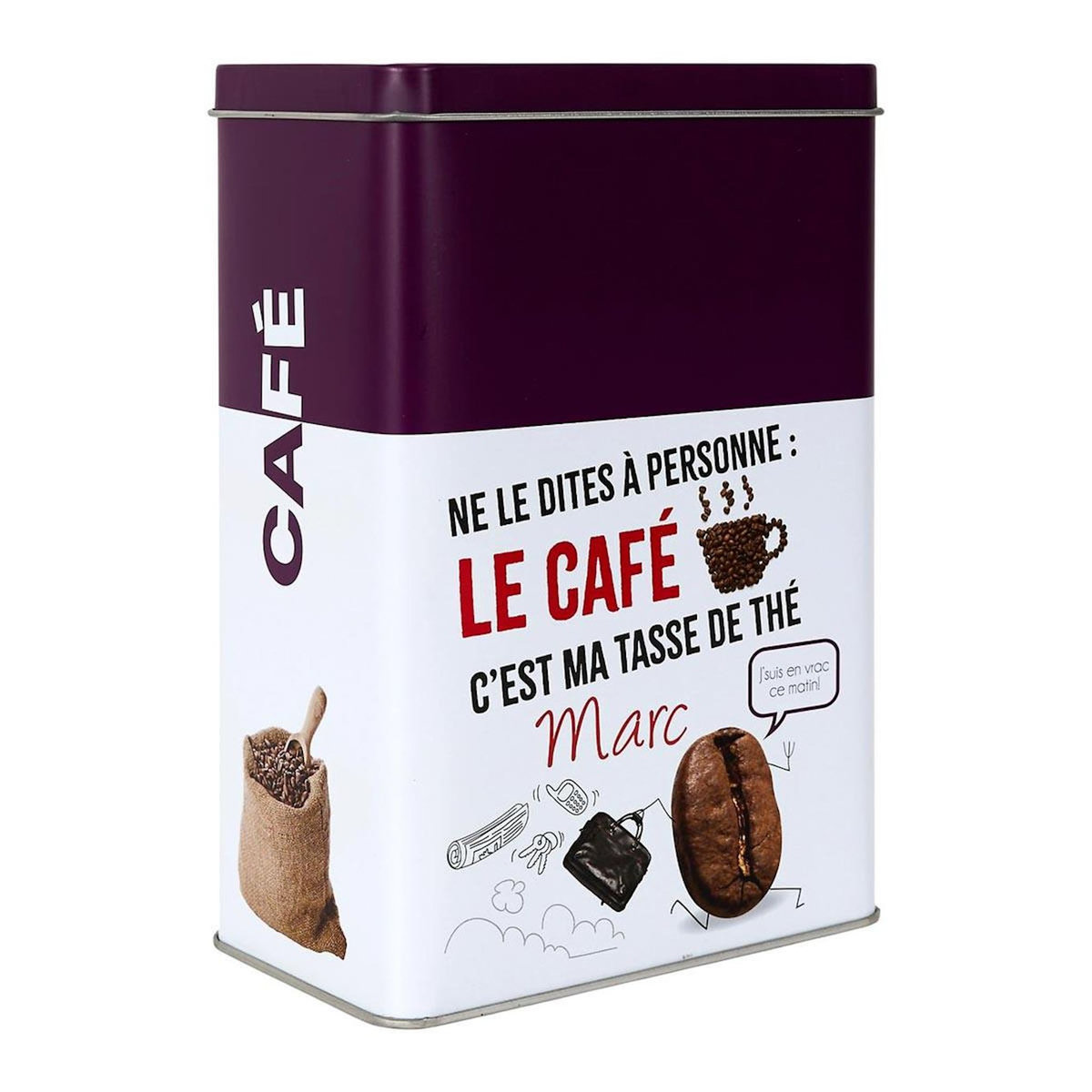 Paris Prix Boîte à Café en Métal  Ludique  18cm Violet