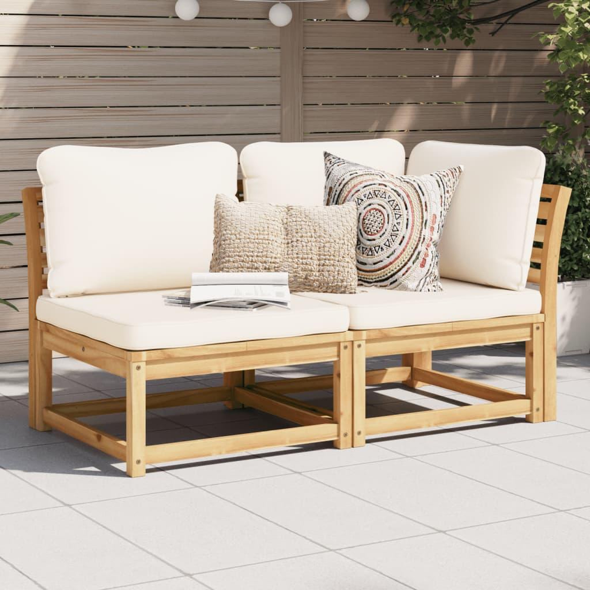 VIDAXL Salon de jardin 2 pcs avec coussins bois massif d'acacia