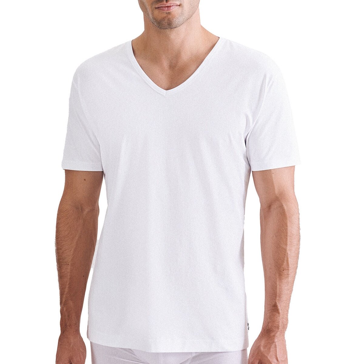 T Shirt Homme Blanc Col V - Made in France
