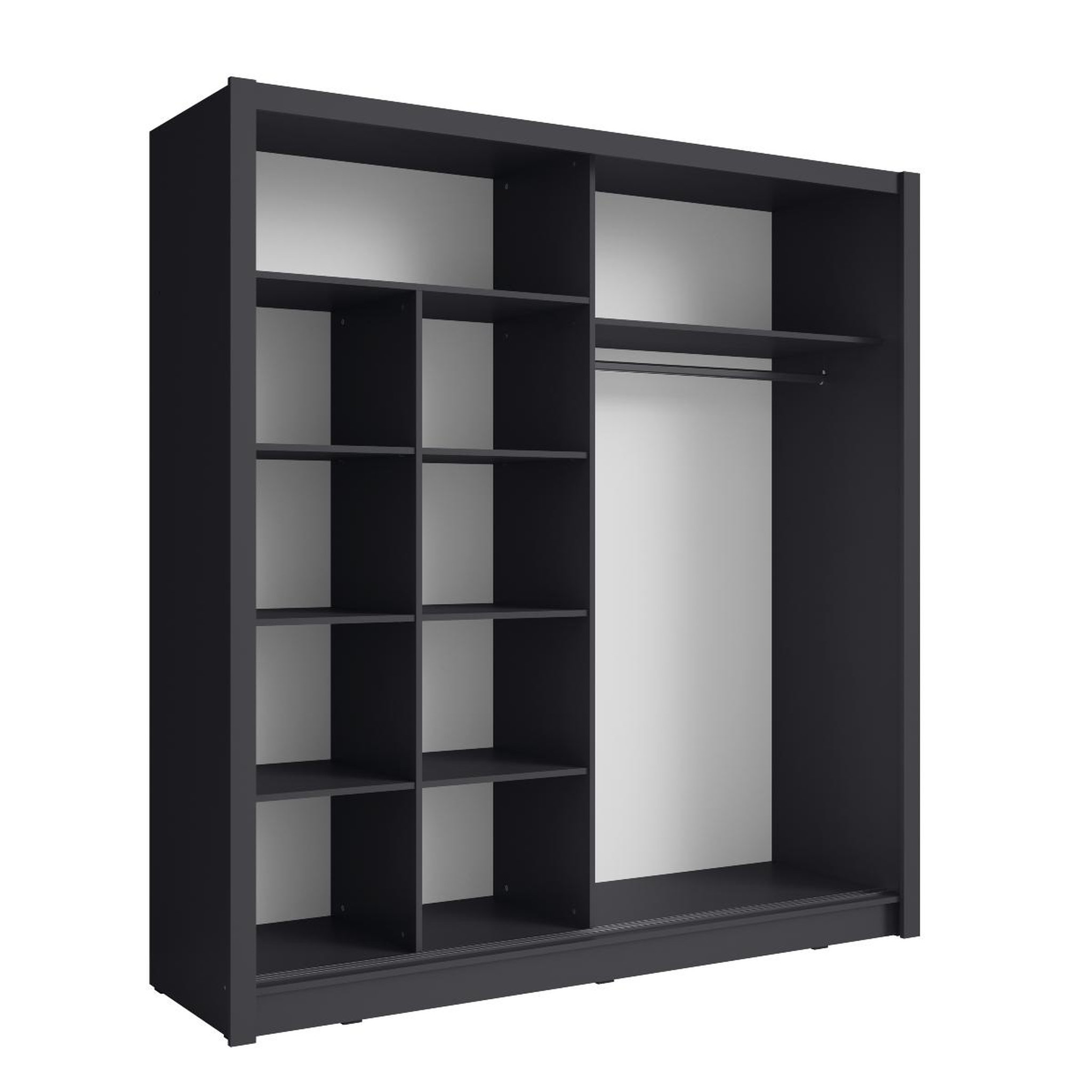 Voir la diapositive 3 : JLC KREATION Armoire moderne grise 2 portes coulissantes 205cm ulric