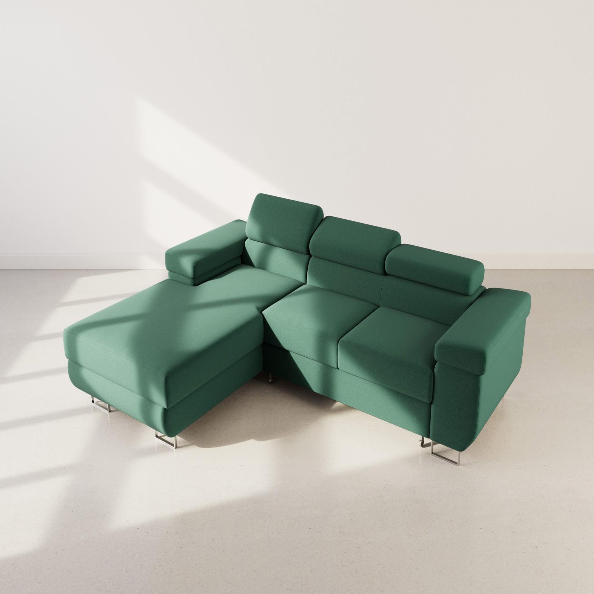Voir la diapositive 6 : BEST MOBILIER Pablo - canapé d'angle gauche - 6 places - convertible avec coffre et têtières réglables - en velours