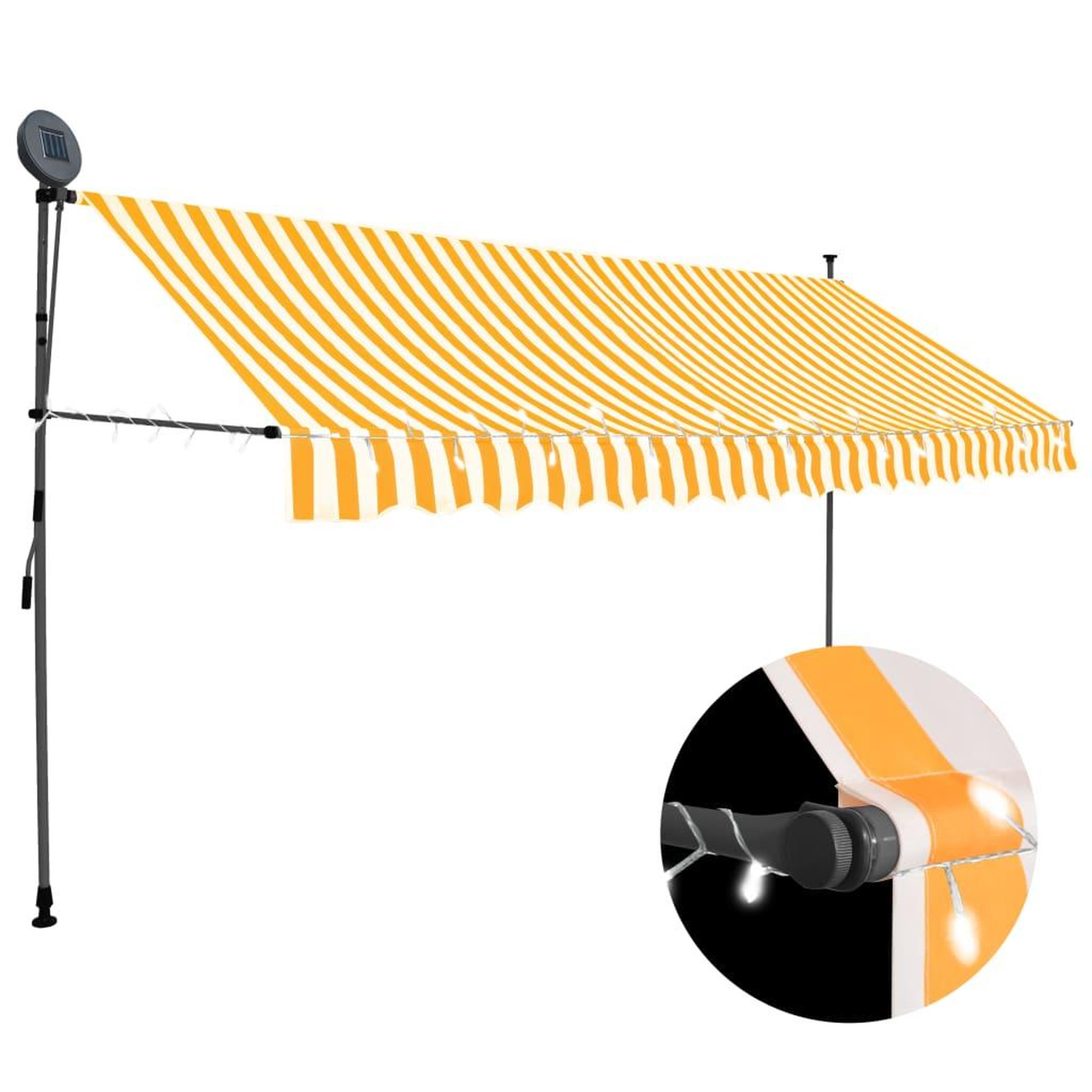 Voir la diapositive 1 : VIDAXL Auvent manuel retractable avec LED 350 cm Blanc et orange