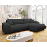 BEST MOBILIER Nicole - canapé d'angle réversible 5 places convertible avec coffre en tissu. Coloris disponibles : Gris, Marron, Beige, Jaune, Orange