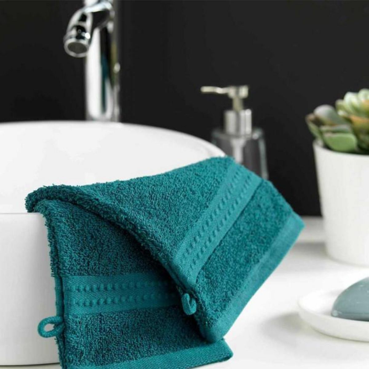 Paris Prix Lot de 2 Gants de Toilette  Excellence  15x21cm Orage