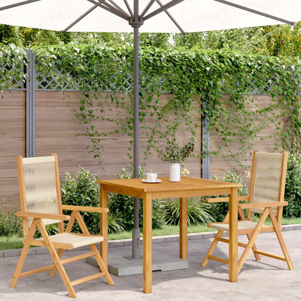 VIDAXL Chaises de jardin lot de 2 beige bois d'acacia et polypropylene