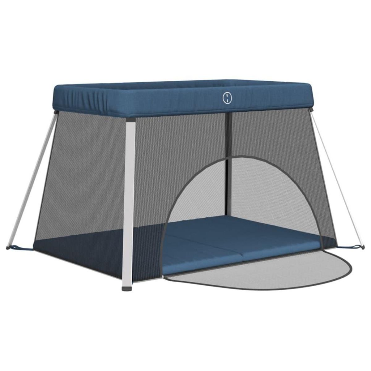 VIDAXL Parc pour bebe avec matelas Bleu marine Tissu de lin