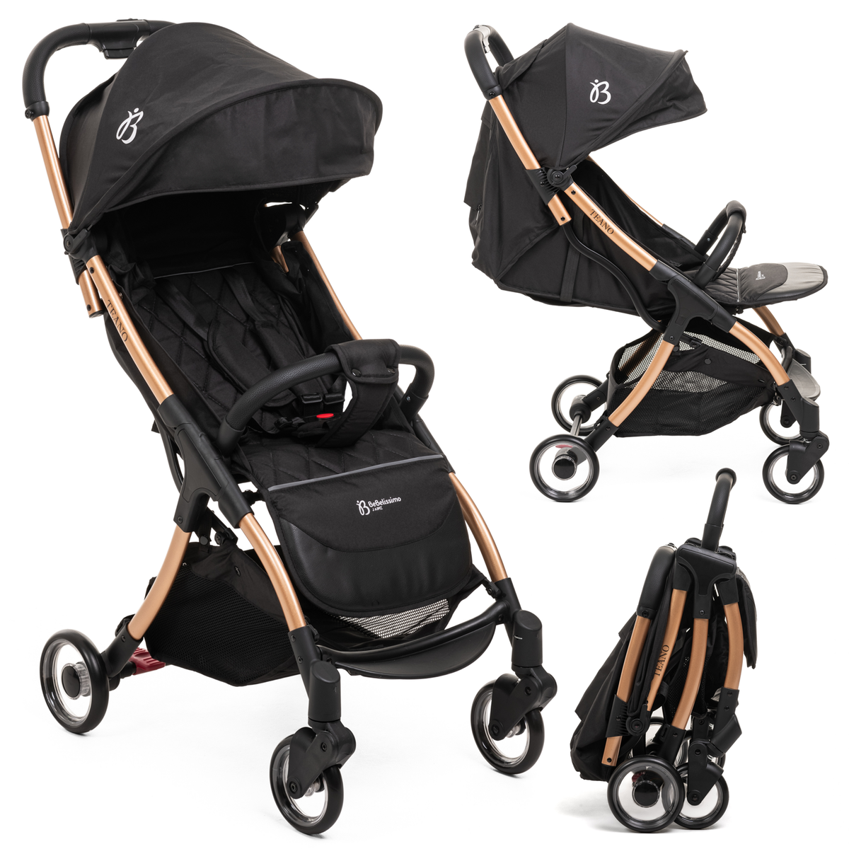 BEBELISSIMO Bebelissimo - Poussette bébé Citadine Ultra Compacte - De 0 à 36 mois - Teano - noir