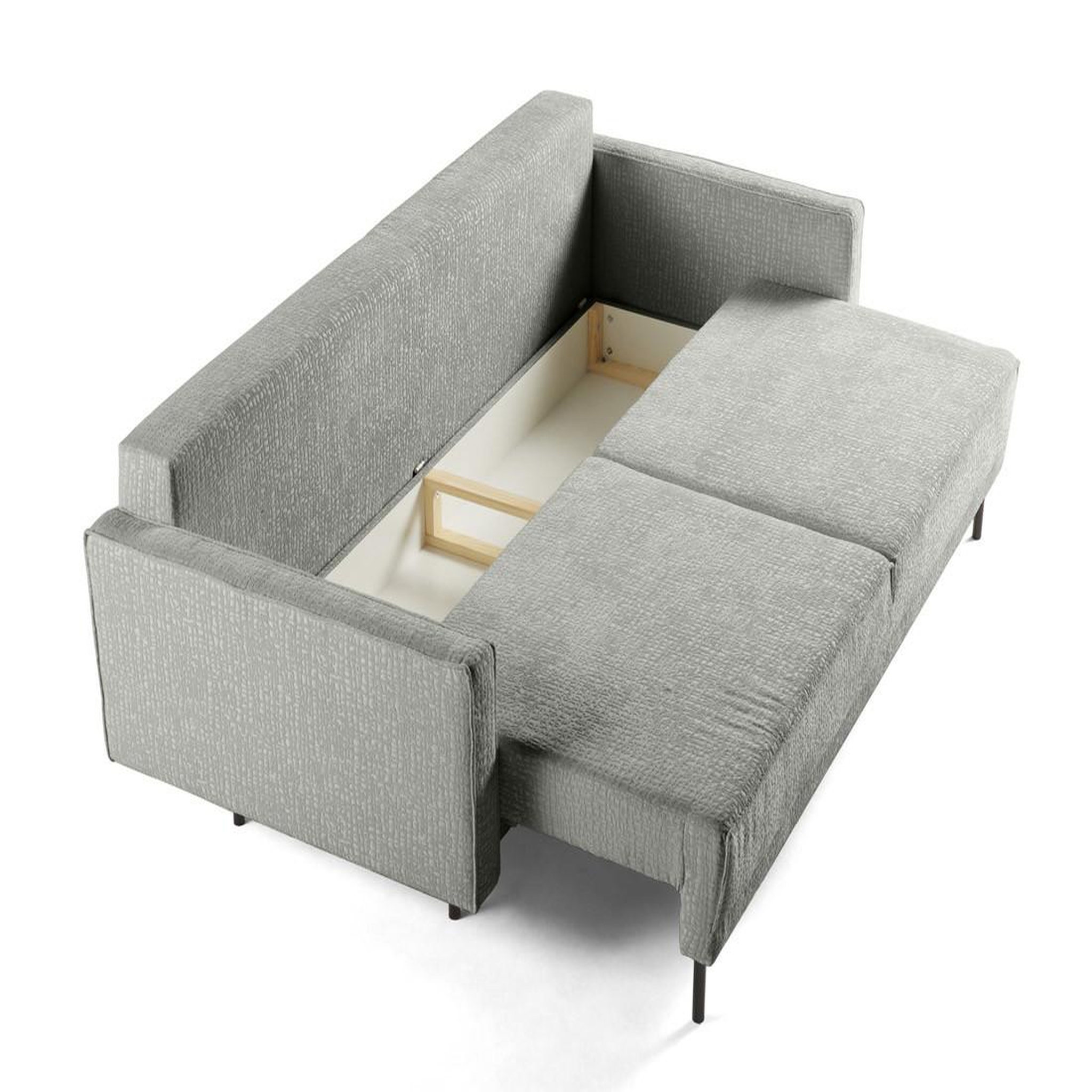 Voir la diapositive 6 : LISA DESIGN Charlie - canapé droit 3 places - convertible avec coffre - en tissu velours relief