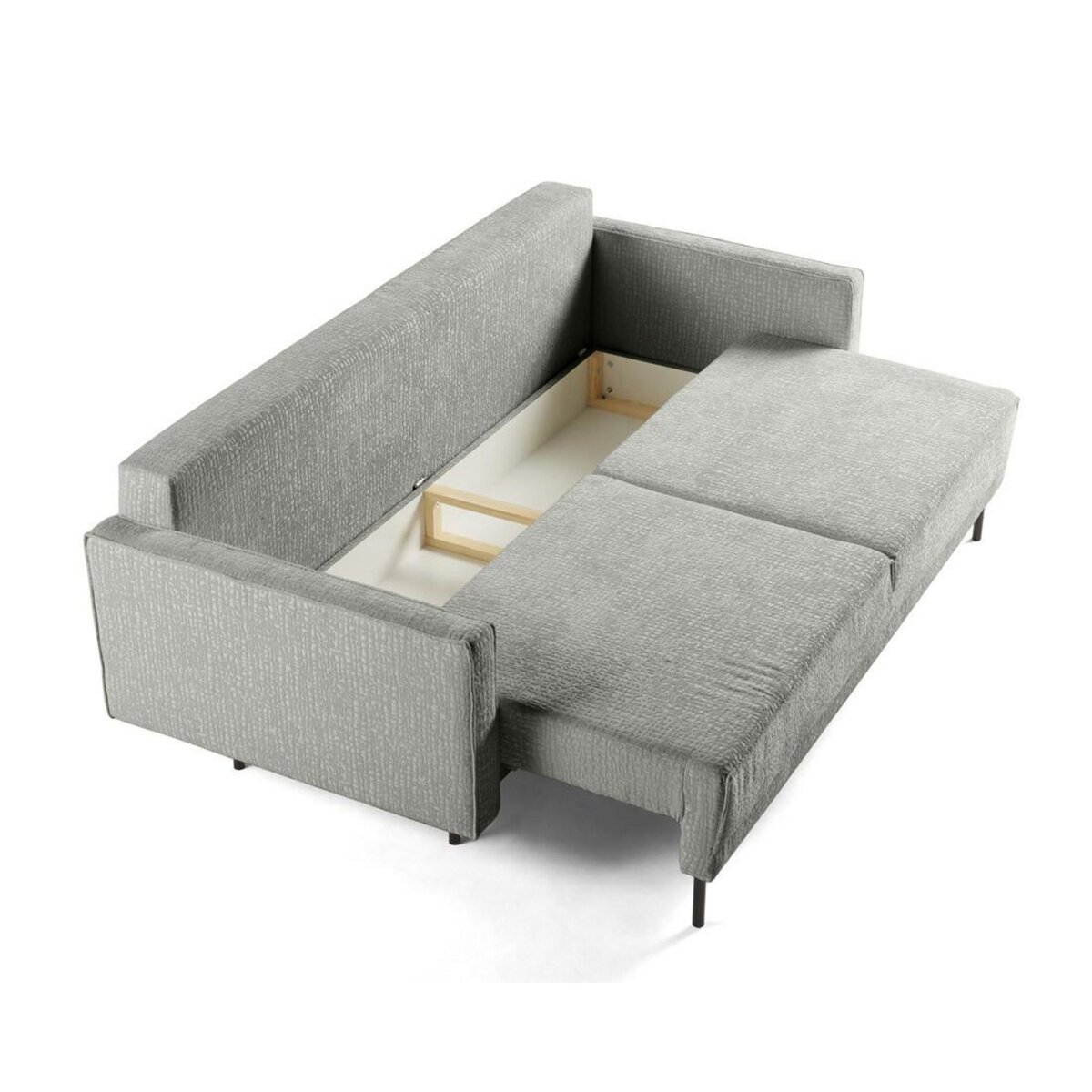 LISA DESIGN Charlie - canapé droit 3 places - convertible avec coffre - en tissu velours relief