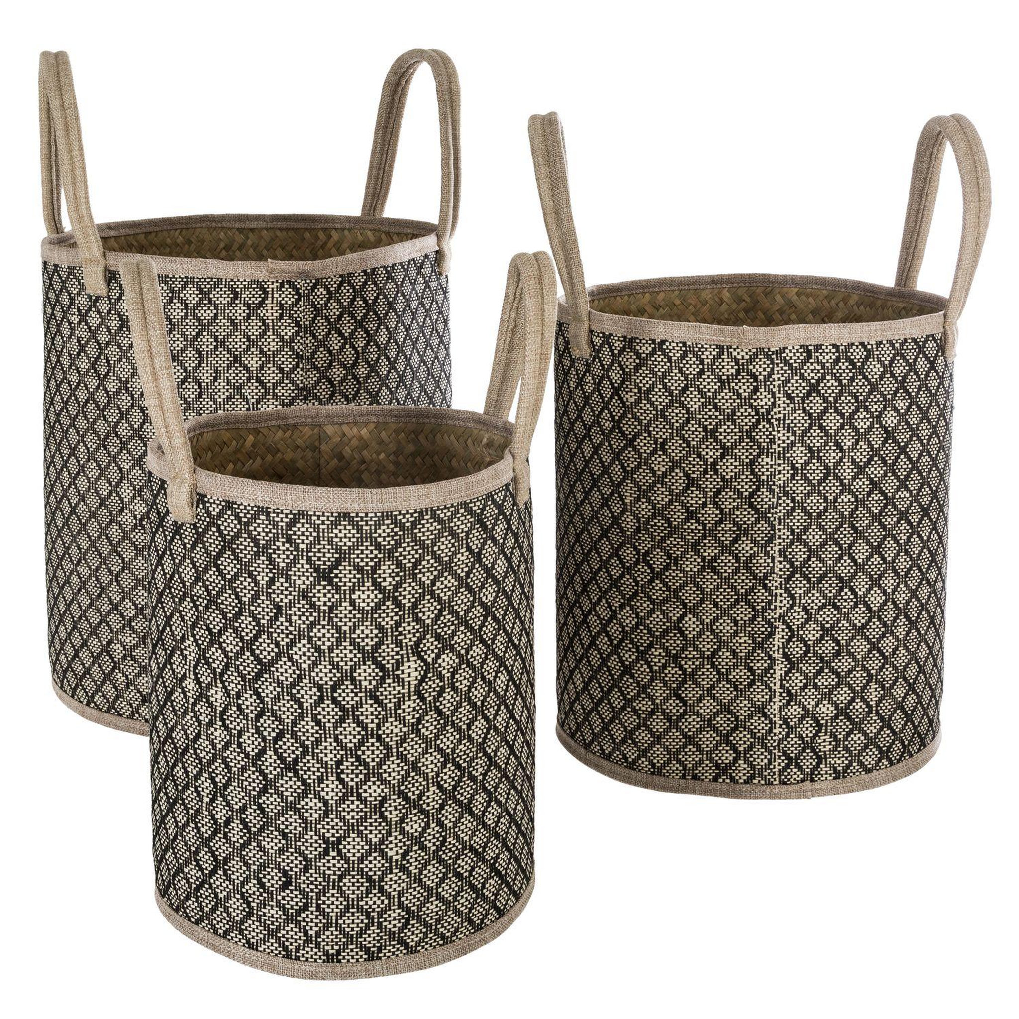 ATMOSPHERA Trio de panier en osier Nomade - Beige et Noir