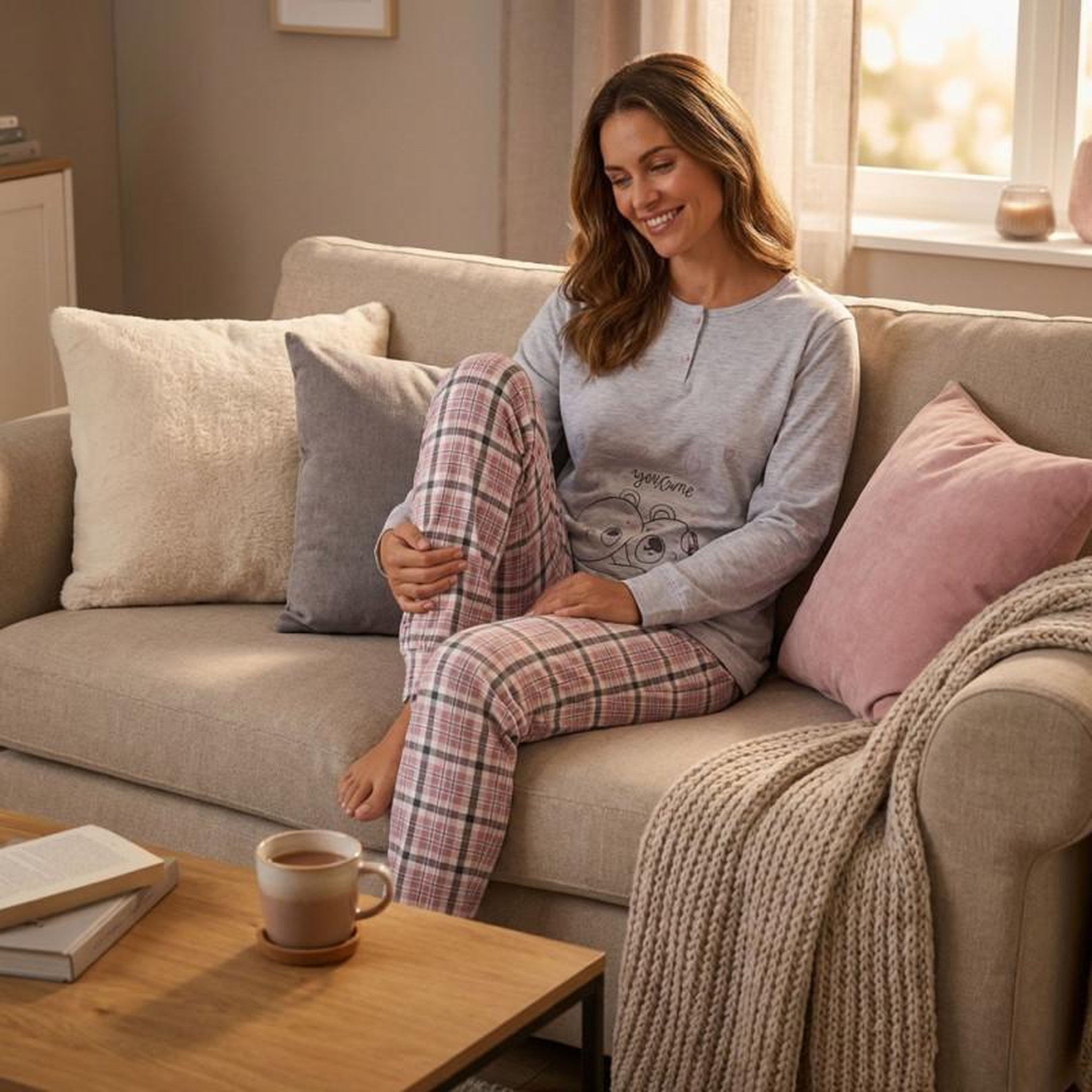 Voir la diapositive 4 : OZABI OZABI Ensemble Pyjama Long Femme Haut Manches Longues