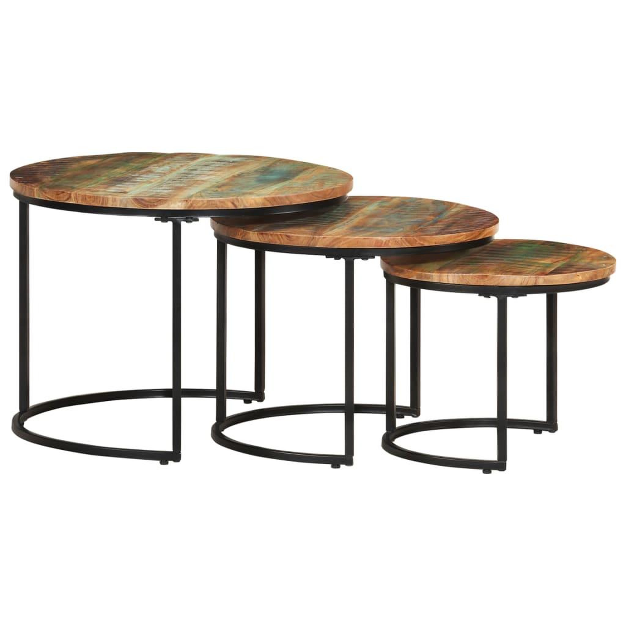 Voir la diapositive 1 : VIDAXL Tables gigognes 3 pcs Bois de recuperation massif