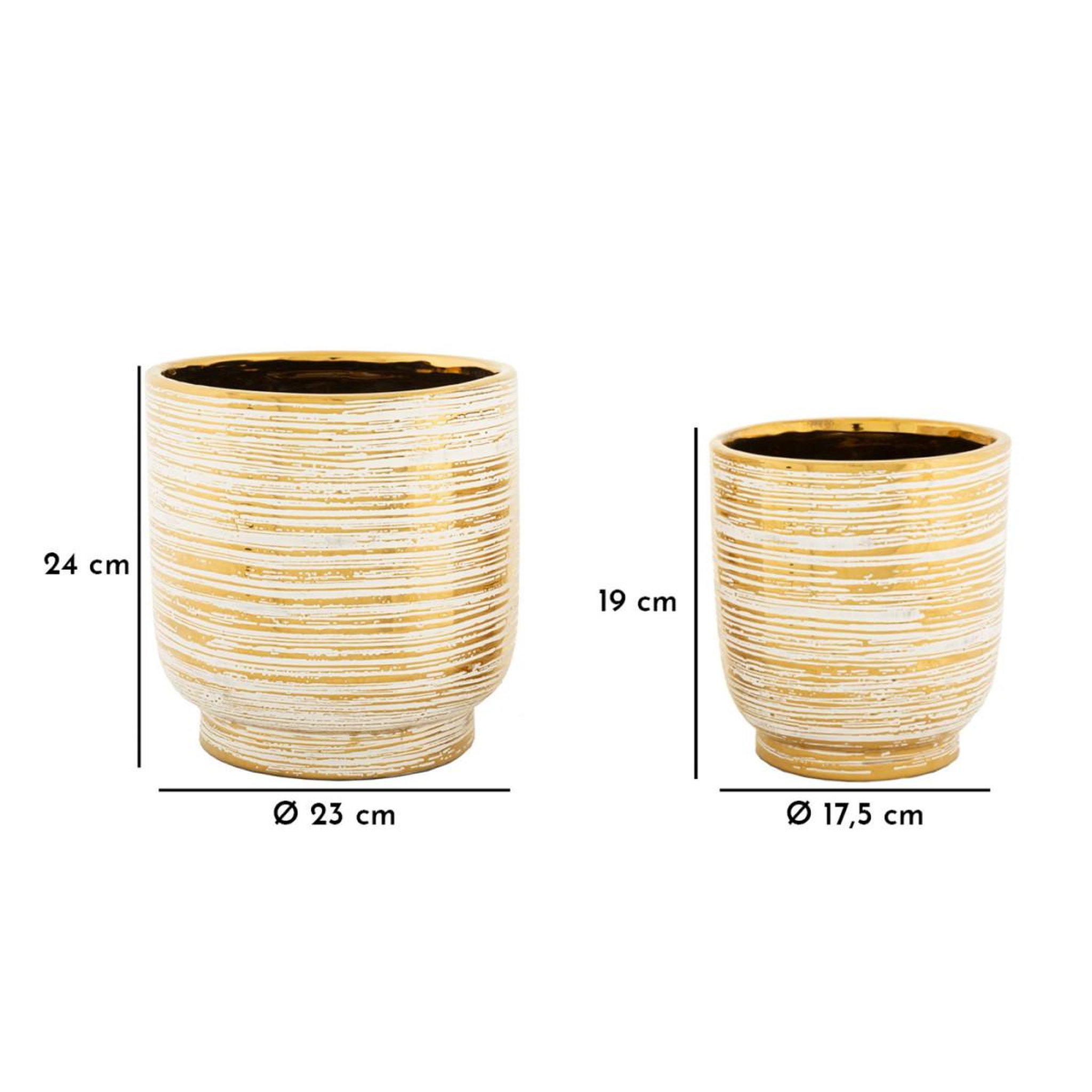 Voir la diapositive 6 : Paris Prix Lot de 2 vases en céramique  melody  24cm or & blanc