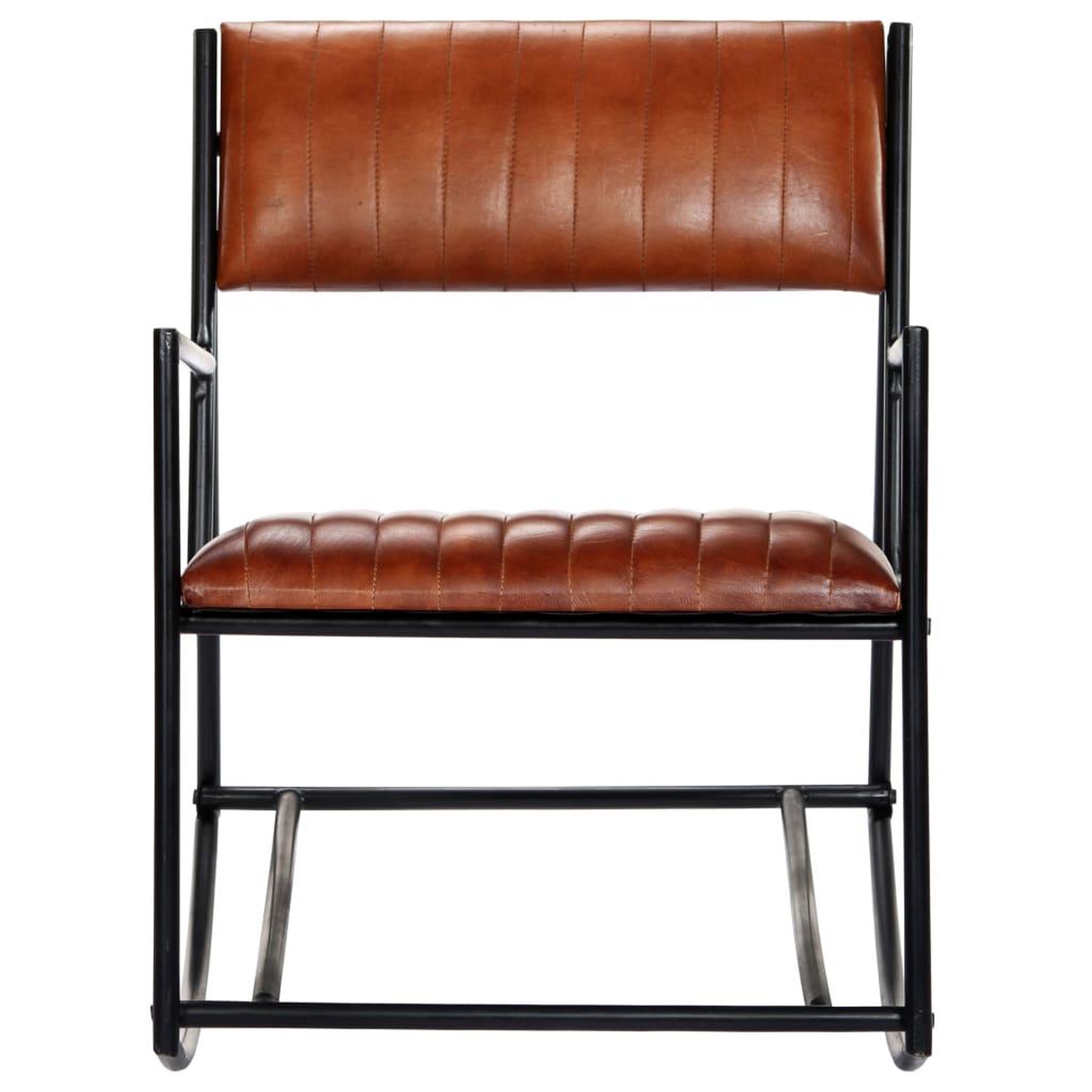 Voir la diapositive 3 : VIDAXL Chaise a bascule Marron Cuir veritable