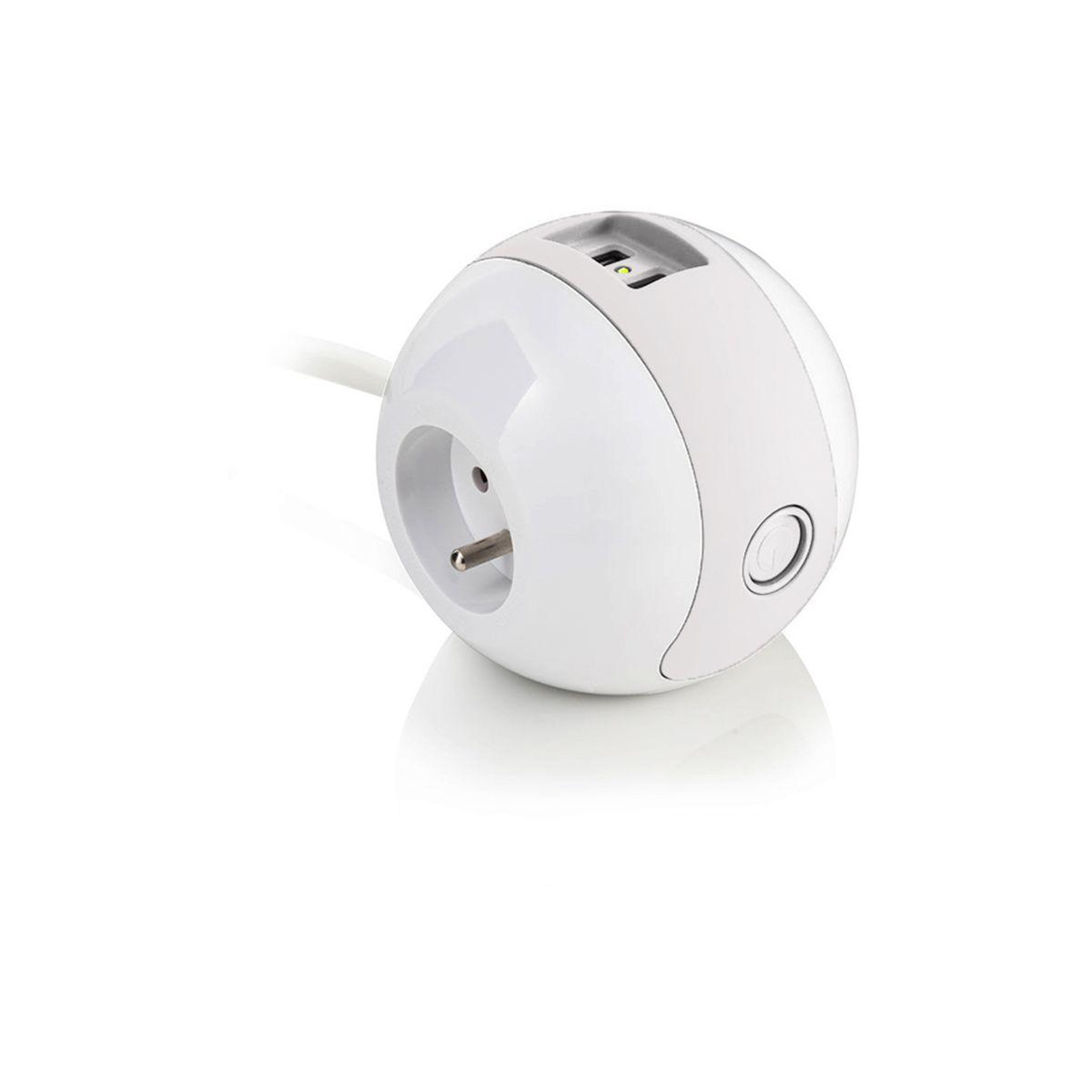 Voir la diapositive 2 : WATT AND CO Multiprise usb wattball blanc