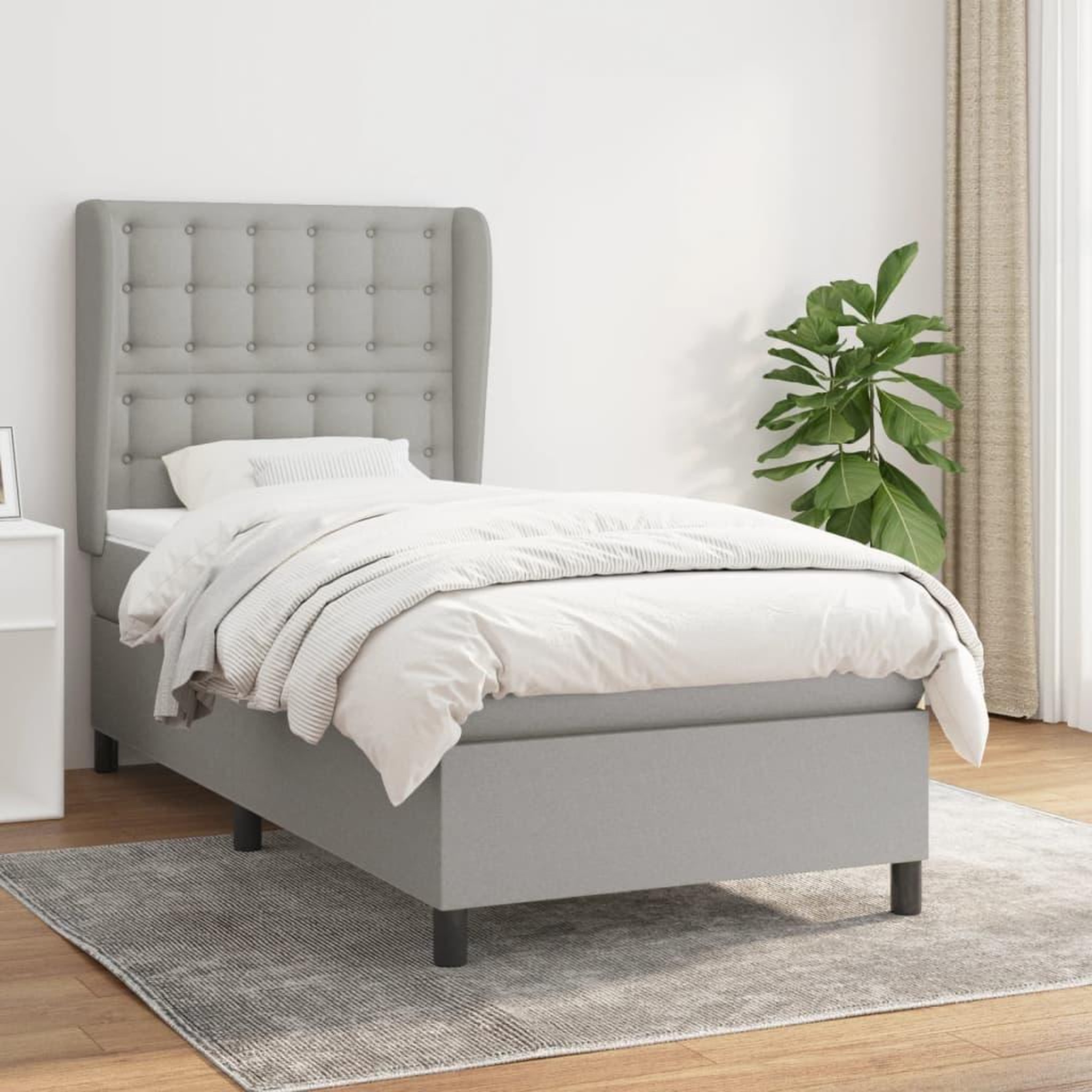 Voir la diapositive 1 : VIDAXL Sommier a lattes de lit avec matelas Gris clair 80x200 cm Tissu