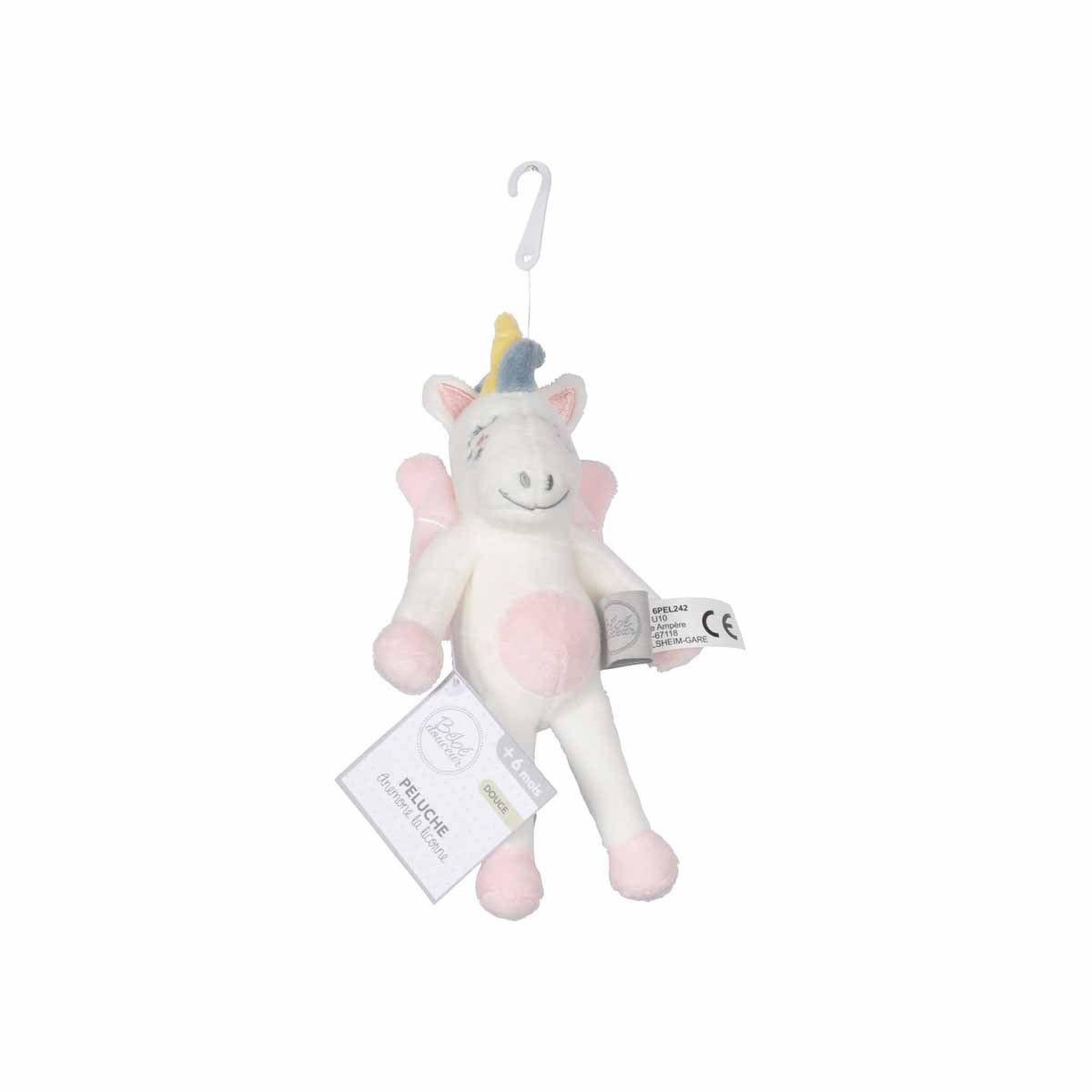 Voir la diapositive 2 : HOMEA Peluche pour bébé  anémone la licorne  24cm rose