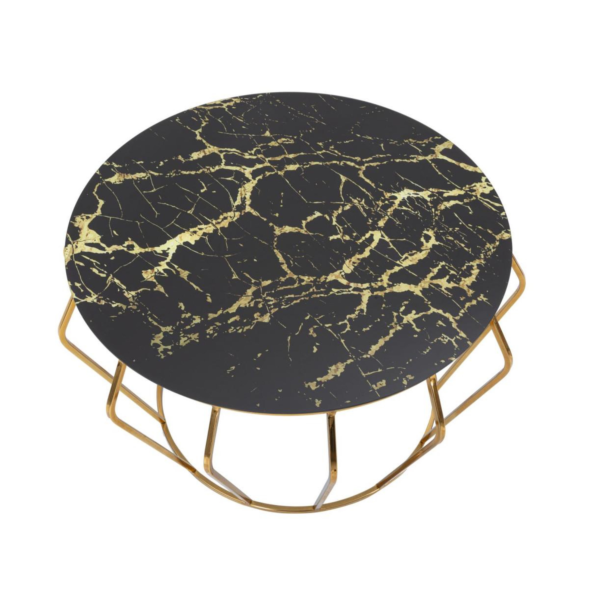 Voir la diapositive 2 : Paris Prix Table basse effet marbre  history  78cm noir & or