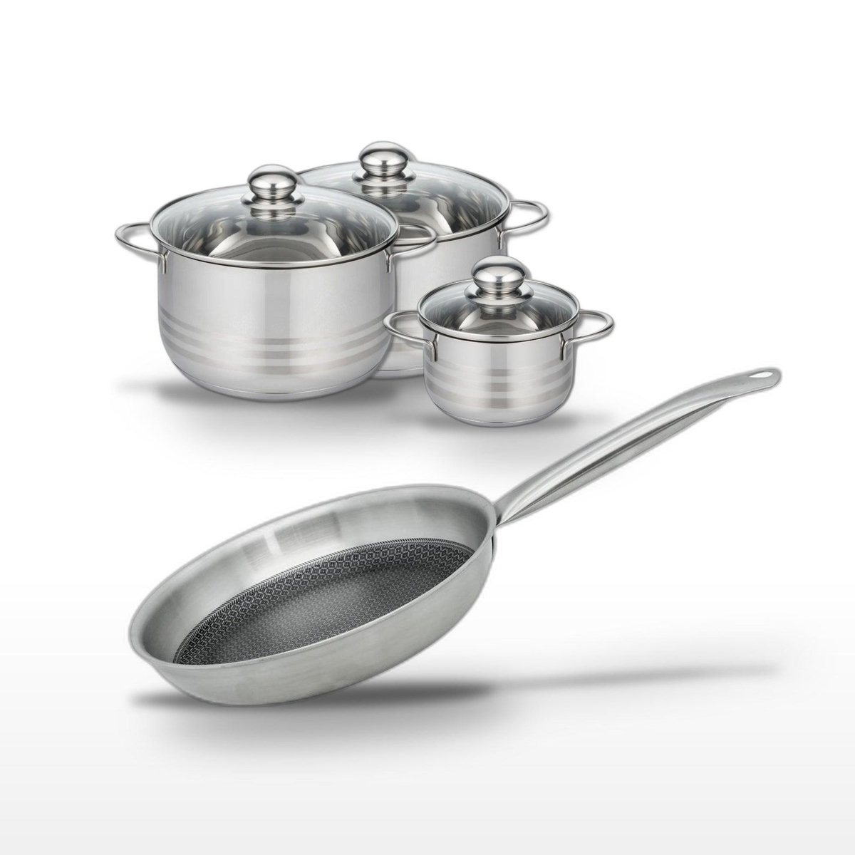 ELO Lot Poêle 28 cm et 3 Faitouts 14/20/24 cm Elo Relief Solution