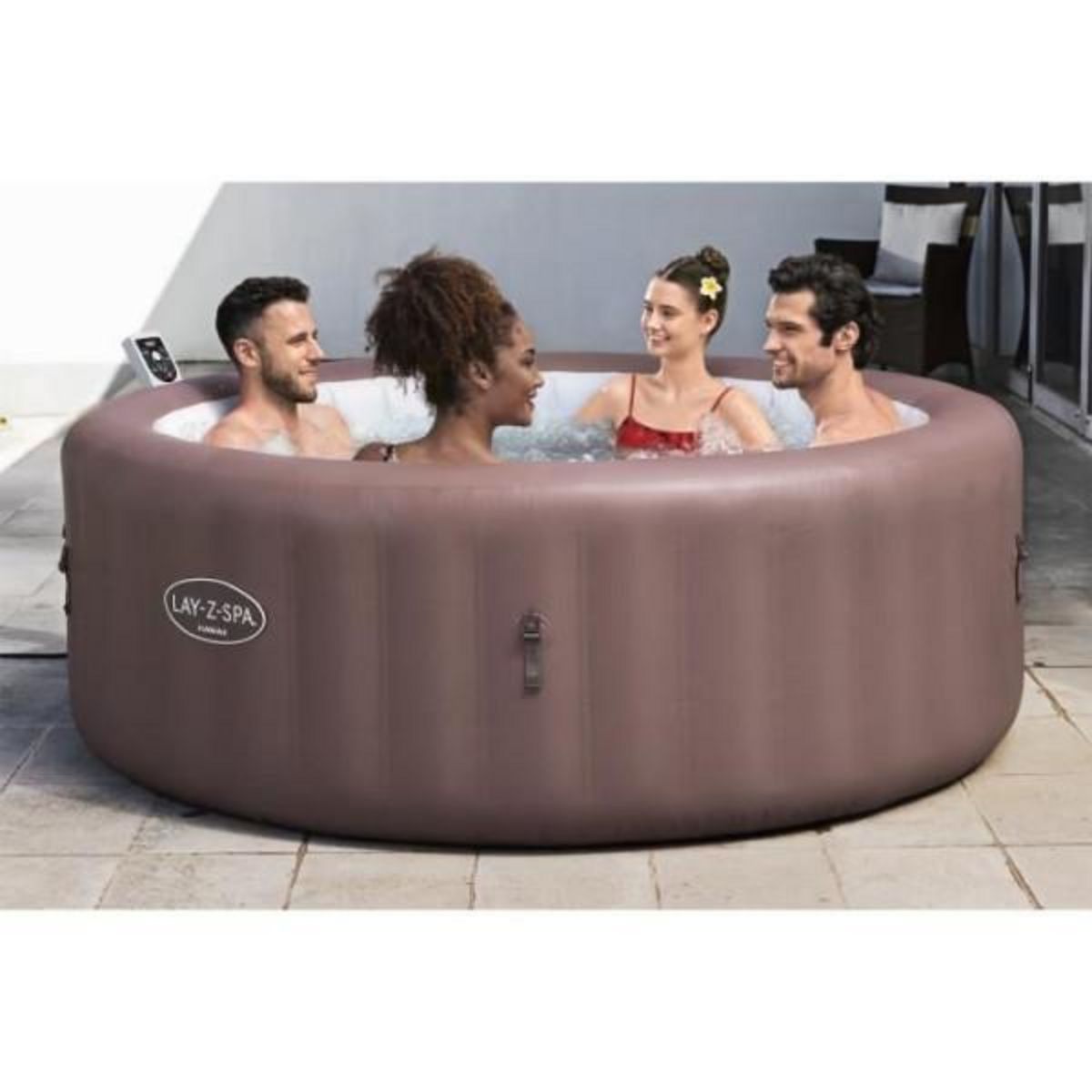 BESTWAY Spa gonflable BESTWAY - Lay-Z-Spa Hawaii - 140 airjets - 196 x 71 cm - 4 a 6 places - Rond (couverture, cartouche, diffuseur)