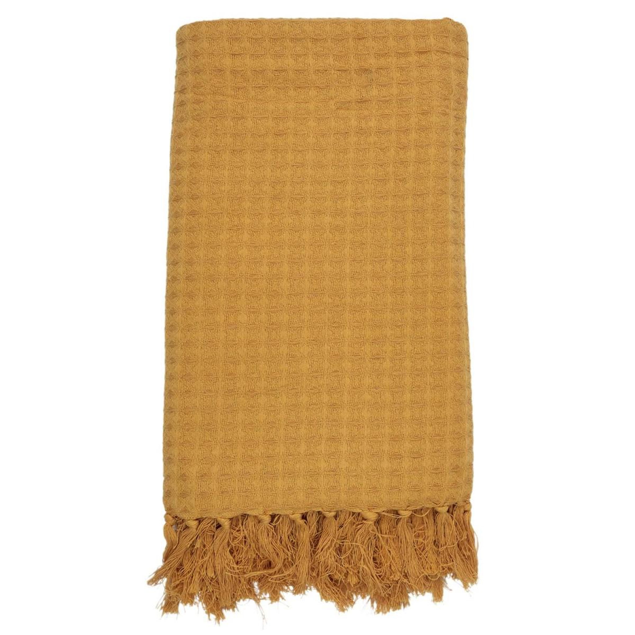 Voir la diapositive 2 : The Home Deco Factory Jeté de canapé  gaufré  130x160cm jaune ocre