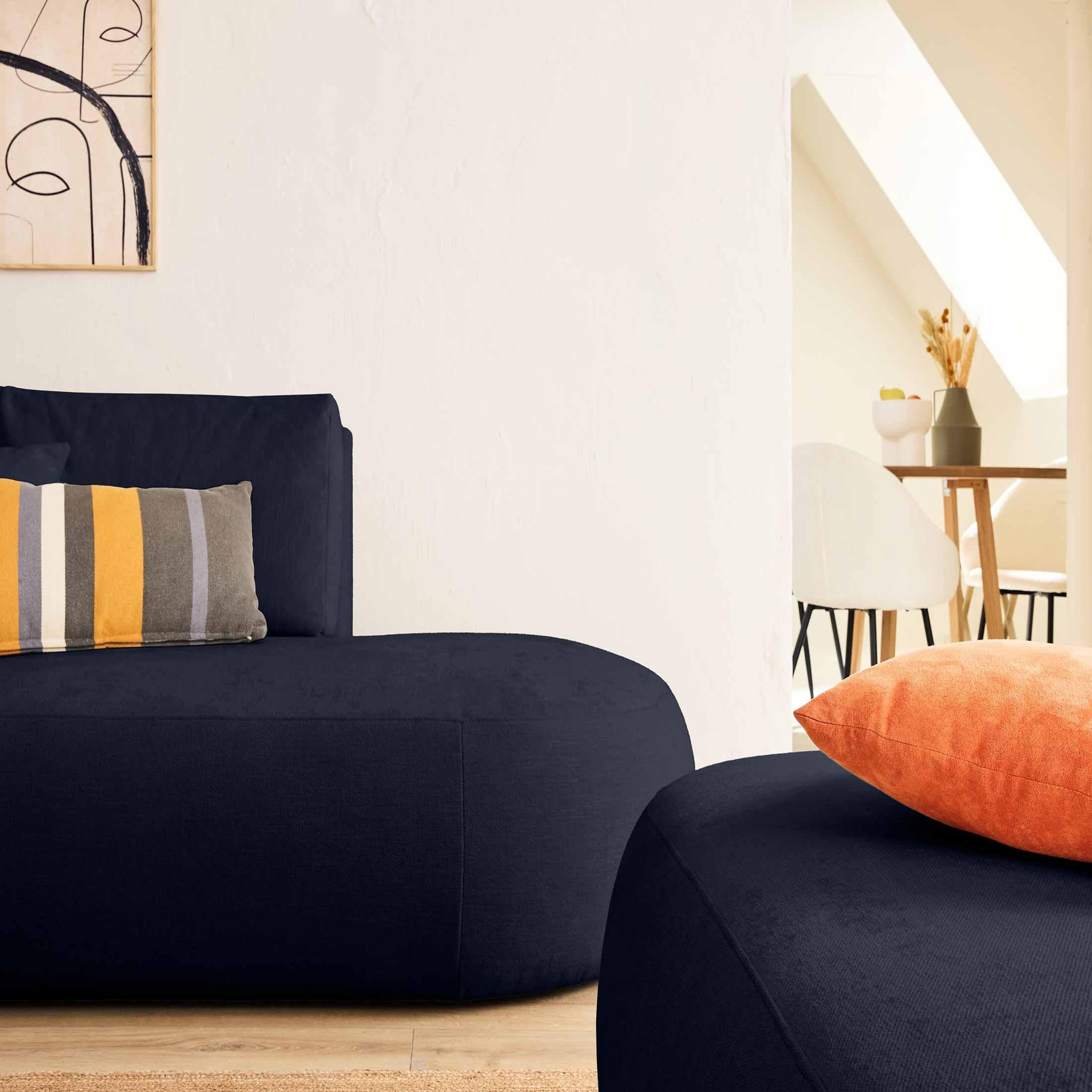 Voir la diapositive 2 : LISA DESIGN Santorini - canapé modulable d'angle gauche + pouf - 4 places - en tissu texturé