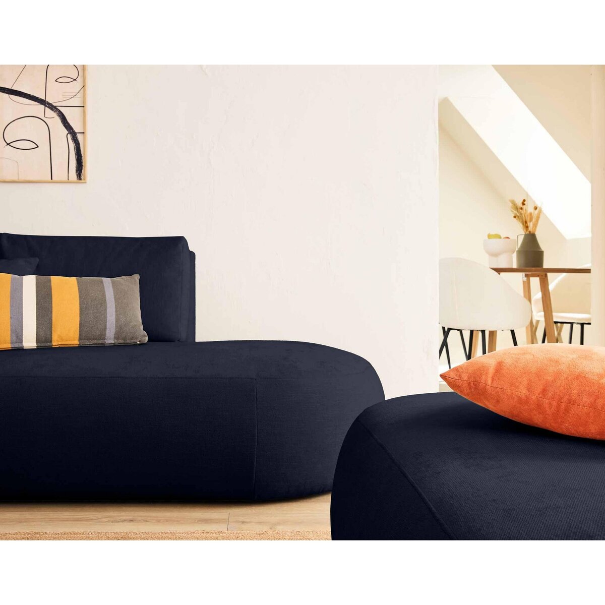 LISA DESIGN Santorini - canapé modulable d'angle gauche + pouf - 4 places - en tissu texturé