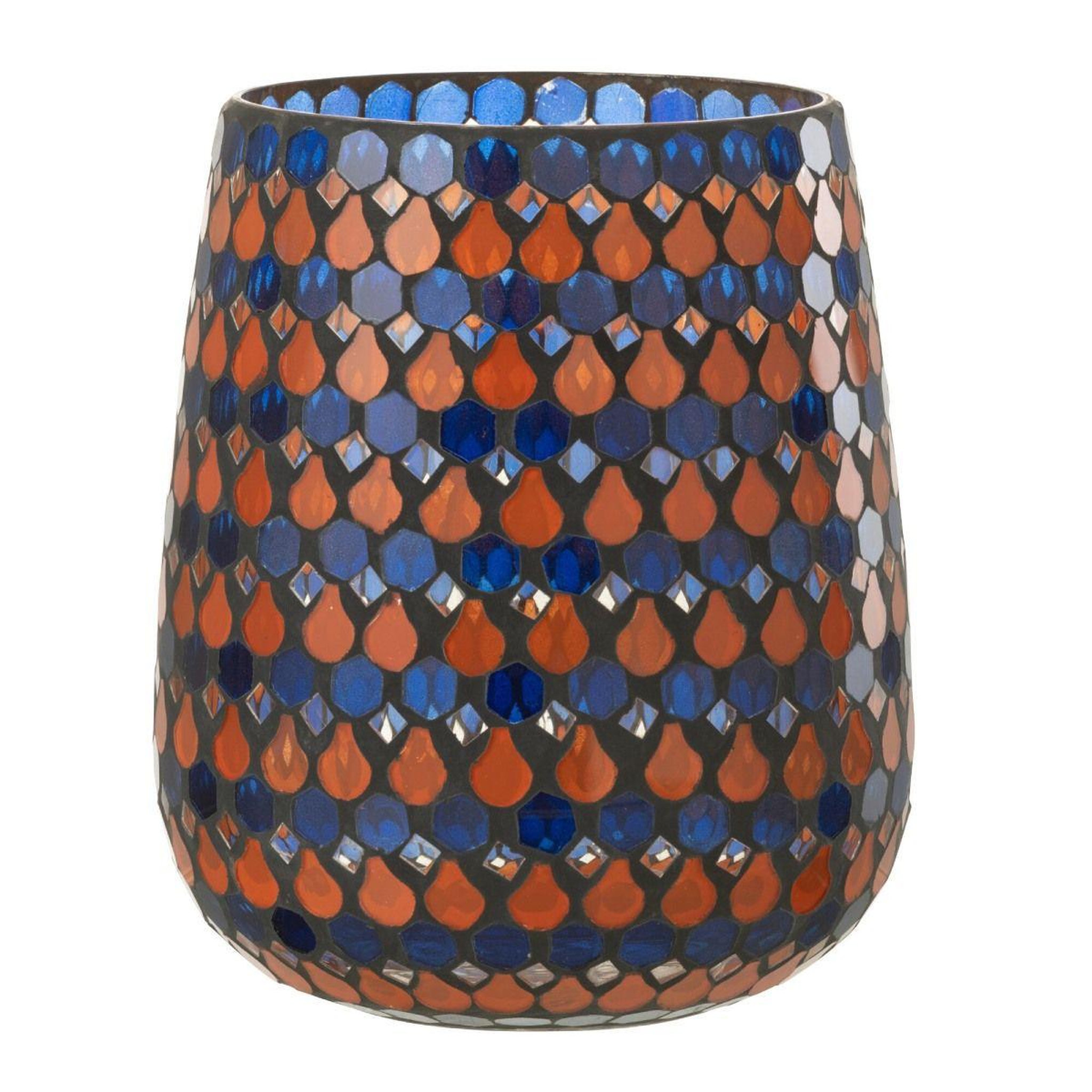 J-LINE Photophore Design Goutte  African Desire  21cm Orange & Bleu
