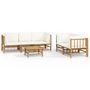 Voir la diapositive 2 : VIDAXL Salon de jardin 6 pcs avec coussins blanc creme bambou