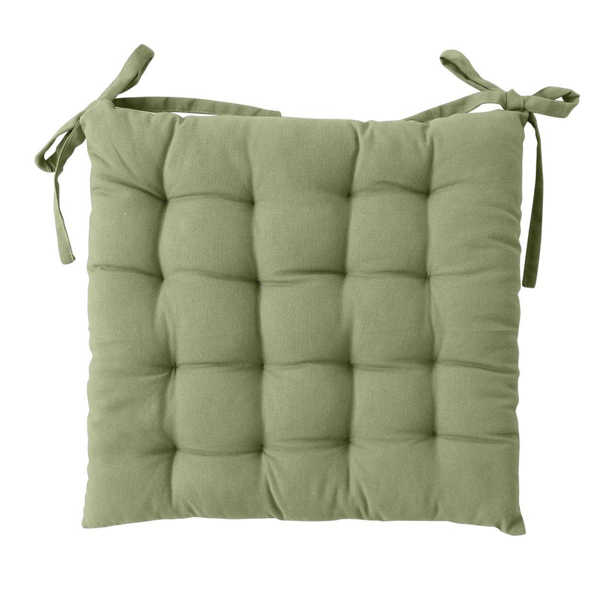 Voir la diapositive 2 : ENJOY HOME Galette de chaise piquée uni  panama  38x38cm vert olive