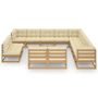 Voir la diapositive 2 : VIDAXL Salon de jardin 14 pcs avec coussins Marron miel Bois de pin