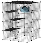 PAWHUT Cage chat intérieur - parc chat DIY - 4 niv. 5 portes hamac plateformes rampes - acier noir