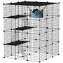 Voir la diapositive 1 : PAWHUT Cage chat intérieur - parc chat DIY - 4 niv. 5 portes hamac plateformes rampes - acier noir