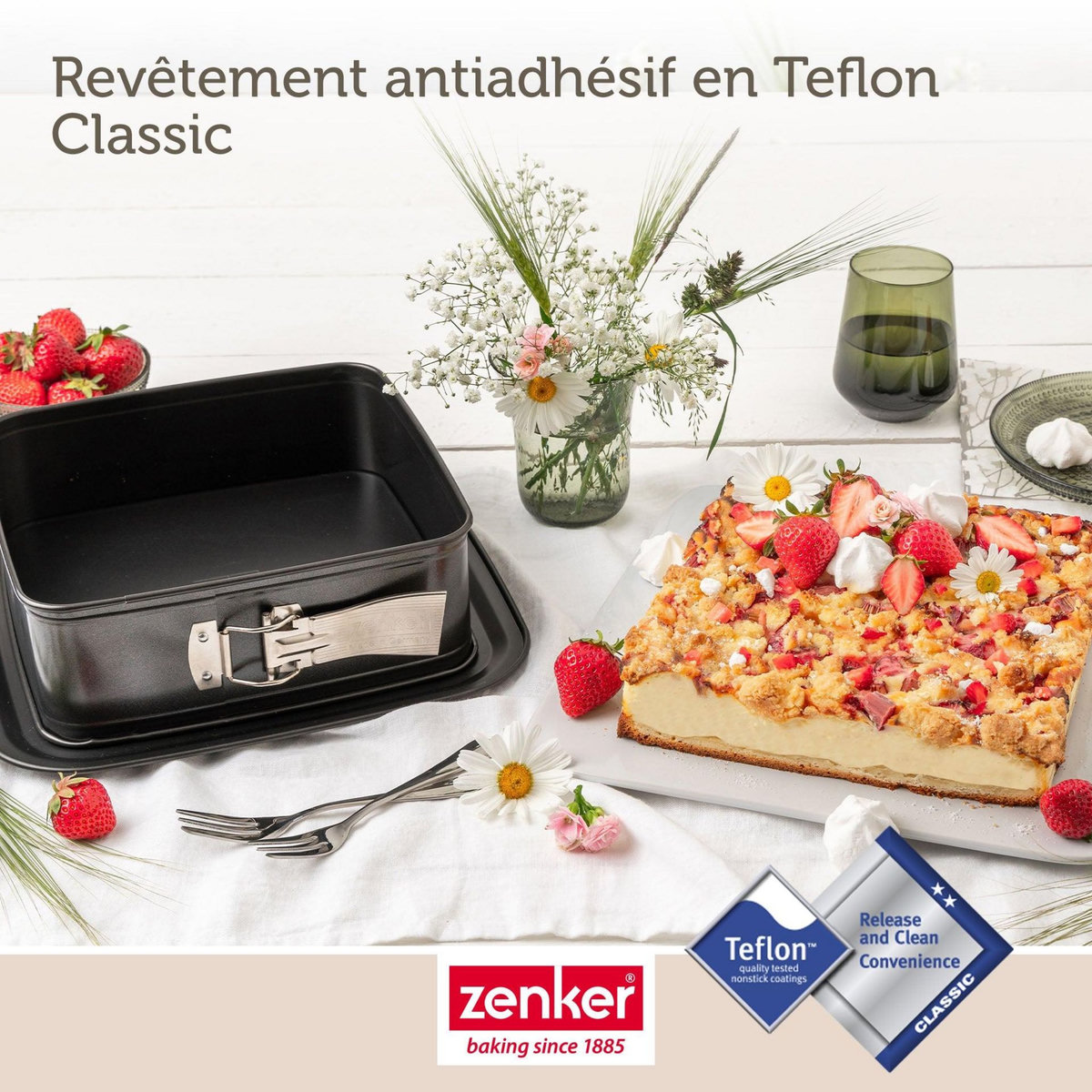 ZENKER Ensemble de 2 Moules à charnière carré avec couvercle 23 cm Zenker Bake Click and Go